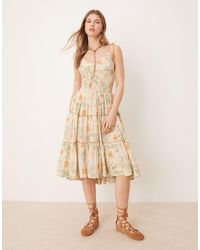 Free People - Adriel Floral Print Knee Length Cami Dress - Lyst