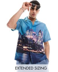 ASOS - – locker geschnittenes hemd mit reverskragen und platziertem skyline-print - Lyst