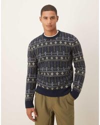 Barbour - Grangetown Fair Isle Crew Neck Sweater - Lyst