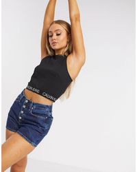 Calvin Klein Top senza maniche sportivo con elastico - Nero