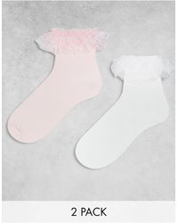 Monki - 2 Pack Frill Ankle Socks - Lyst