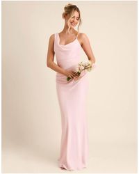 Six Stories - Bridesmaid Crepe Asymmetric Cowl Neck Maxi Dress - Lyst