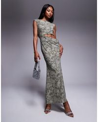 ASOS - Slash Neck Burnout Maxi Dress With Waist Cut Out And Scoop Back - Lyst