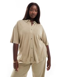 ASOS - Asos Design Curve Linen Look Resort Shirt - Lyst
