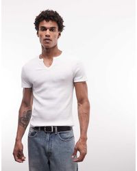 Collusion - Camiseta Blanca De Manga Corta Con Muesca En El Cuello - Lyst