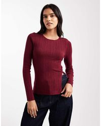 ASOS - Gebreide Top Met Ronde Hals, Lange Pasvorm En Zijsplit - Lyst