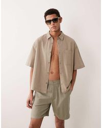 ASOS - Boxy Oversized Seersucker Striped Shirt - Lyst