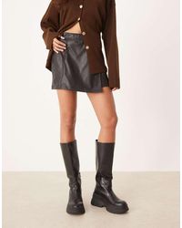 Vila - Faux Leather Mini Skort - Lyst