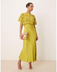 Never Fully Dressed - Tilly - robe longue au crochet à ornements coquillages - olive - Lyst