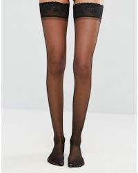 ASOS 15 Denier Lace Top Hold Ups - Black