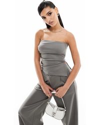 ASOS - Top sans manches d'ensemble froncé sur le côté - anthracite - Lyst