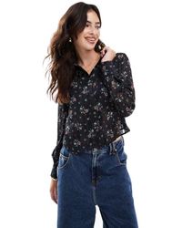 Superdry - Sheer Lurex Printed Blouse - Lyst