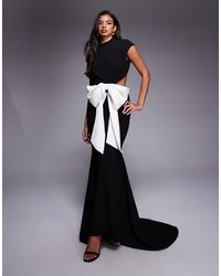 ASOS - Cut Out Maxi Dress With Contrast Bow - Lyst