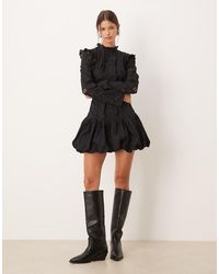 ASOS - High Neck Dropped Waist Mini Dress With Ruffles And Puff Skirt - Lyst