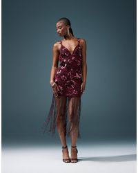 ASOS Glam Festival Dress With Boho Beading in Brown Lyst