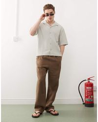 Weekday - Pantalones Marrones De Mezcla De Lino Seth Exclusivos En Asos De - Lyst