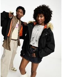 Collusion - Unisex Nylon Bomber Jacket With Faux Fur Trim Hood - Lyst