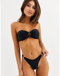 South Beach - – mix & match – e bikinihose mit hohem bund, goldener ringverzierung und hohem beinausschnitt - Lyst