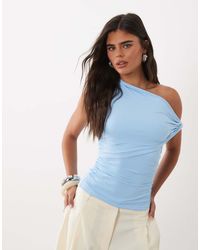 ASOS - Polyamide Ruched Twist Side Cut Away Draped Top - Lyst