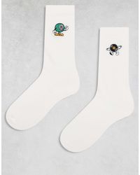 ASOS - 2 Pack Socks With Characters Embroidery - Lyst