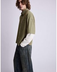 Pull&Bear - Chemise à double manche à carreaux jaune - Lyst