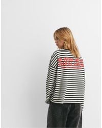 Pull&Bear - Striped T-Shirt With Text - Lyst