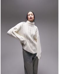 TOPSHOP - Knitted Chunky Rib Oversized Funnel Jumper - Lyst