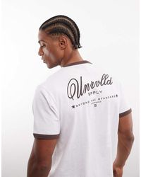 ASOS - Regular-Fit Boxy T-Shirt Met Gekleurd Randje En Grafische Tekstprint - Lyst