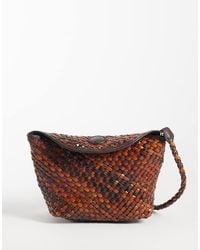 ASOS - Weave Mini Two Tone Flap Top Crossbody Bag-brown - Lyst