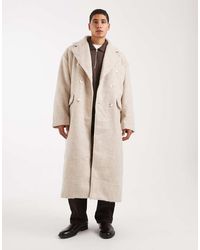 ASOS - Geborstelde Oversized Jas Met Lange Pasvorm En Wollook - Lyst