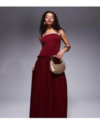 ASOS - Asos Design Petite Square Neck Pleated Maxi Dress With Dropped Waist - Lyst
