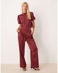 Pretty Lavish - Satin Wide Leg Trouser Co-ord - Lyst