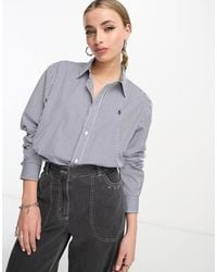 Polo Ralph Lauren - Icon Logo Crop Boxy Fit Stripe Poplin Shirt - Lyst