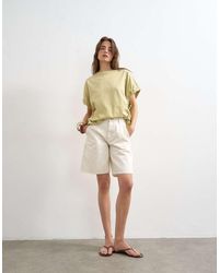 TOPSHOP - Denim Pleated Longline Short - Lyst