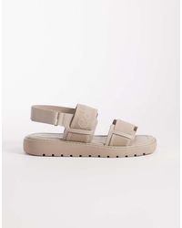 Calvin Klein - Jeans Square Toe Sandal With Canvas Straps And Bold Logo - Lyst