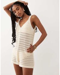 Miss Selfridge - Crochet Knit Romper - Lyst