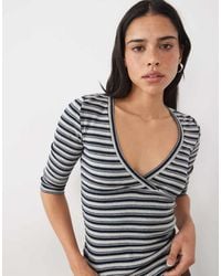 Motel - Silea 3/4 Length V Neck Top - Lyst