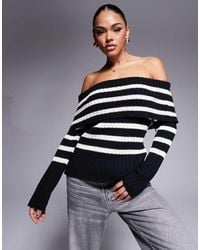 ASOS - Oversized Knitted Off Shoulder Jumper - Lyst