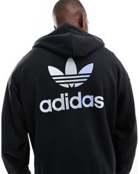 adidas Originals - Felpa Nera Da Basket Con Cappuccio E Stampa Sul Retro - Lyst