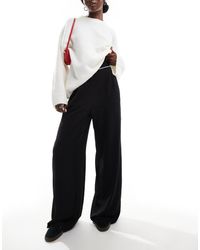 Vila - Pantaloni Dad Fit A Vita Alta Neri Con Dettaglio - Lyst