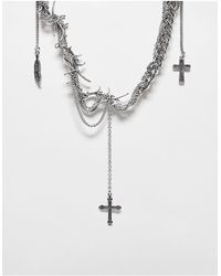 Reclaimed (vintage) - Unisex Tangled Chain Necklace With Charms - Lyst