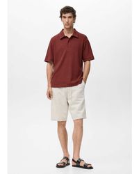 Mango - Geribbeld Poloshirt Van Katoenmix Met Korte Mouwen - Lyst