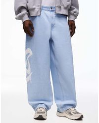 Bershka - Printed Super baggy Jeans - Lyst