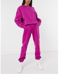Nike Фиолетовые Oversized-джоггеры С Маленьким Логотипом-галочкой -фиолетовый - Пурпурный
