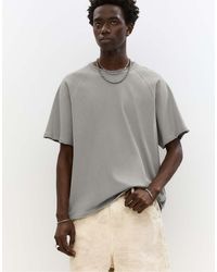 Pull&Bear - T-Shirt Met Korte Mouwen En Afwerking - Lyst
