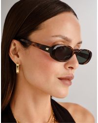 Le Specs - – outta love – ovale sonnenbrille aus schildpatt mit grünen gläsern - Lyst