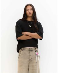 Pull&Bear - T-shirt coupe carrée en maille à manches courtes - Lyst