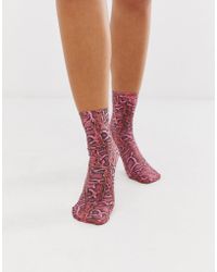 ASOS Snake Print Sock In Pink