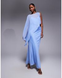 ASOS - Draped Batwing Asymmetric One Sleeve Maxi Dress - Lyst