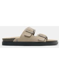 Pull&Bear - Buckled Leather Flat Sandals - Lyst